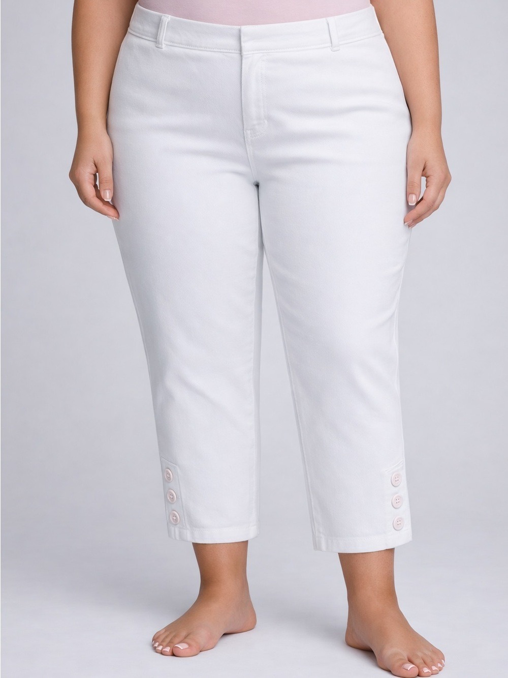 JESSICA White Cotton Summer Summer Crop Pants size 18W
